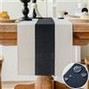 Vorysum Runner Tavolo Moderno Poliestere Impermeabile Tovaglia Antimacchia Runner Effetto Lino Lavabile Decorazione Tavolo da Pranzo Sala da Pranzo, Feste, Festival Matrimoni (Nero, 33x120cm )