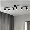 Leselux Lampadario Faretti LED Soffitto 6 Luci, Faretti da Soffitto Orientabili Nero, Moderna Binario Faretti Soffitto GU10, Faretto LED Interno per Cucina Corridoio Soggiorno, Senza Lampadine