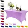 Mienocol Tovaglia in spandex viola chiaro, 1,8 m, elasticizzata, rettangolare, lavabile, universale, per patio, cucina, eventi, matrimoni, cocktail bar, mostre, banchetti, feste