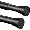Venwemong 1 asta telescopica per doccia, in acciaio inox, montaggio senza bisogno di fori, regolabile, per tenda da doccia, armadio, bagno, balcone (85-180 cm, nero)