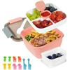 Ixydor Porta Pranzo con Scomparti, Capacità 1500 ML, Contenitore per il Pranzo con Posate per Adulti e Bambini, Scatola per Insalata, a Prova di Perdite, per Scuola, Lavoro, Picnic, Viaggi (Rosa)