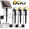 MEIHUA Faretti Solari Esterno con Telecomando 2700K 4000K 6000K IP66 Impermeabile Luce Solare 3 Luminosità 2 Modalità Dinamiche Timer Lampade da Giardino Solari per Cortile Vialetto Halloween Natale