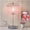 GyroVu Lampada da Tavolo in Cristallo, Lampada Touch con Porte USB C+A | Lampada Dimmerabile per Comodino, Camera da Letto, Soggiorno, Lampadina Inclusa