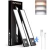 EZVALO Cucina Armadio Luce LED 20CM, 62 LED con Rilevatore di Movimento, 3 Modalità di Colore Dimmerabile Luci Armadio Ricaricabile senza Fili per Armadio, Cucina, Scale, Nero (2 Pezzi)
