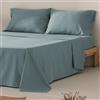 GAMUSI Set di lenzuola per letto da 105 x 190/200, 100% cotone, 3 pezzi, traspirante, morbido, colore blu