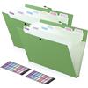 FRETONBA 2 Pezzi Raccoglitore Documenti con 8 Tasche, Design Dell'etichetta | Cartelline Portadocumenti A4, Porta Documenti Design dei Pulsanti, Portadocumenti, Divisori Raccoglitori ad Anelli, Verde