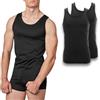 LADY·C Vogatore in Filo di Scozia Uomo Spalla Larga Canottiere da Uomo Leggera e Traspirante 2 Pack (IT, Testo, XXL, Regular, Regular, Nero)