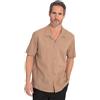 JP 1880 Camicia in Misto Lino, Mezza Manica, Colletto Cubano, vestibilità Moderna, Nero, XXXL Uomo