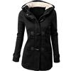 Luoluoluo 👯 Cappotti Donna Invernali - Felpe Donna Invernali - Donna Giacca Cappotto con Cappuccio Giacche Abbottonato Parka Primavera Outerwear - Felpa Donna con Cappuccio (E, L)