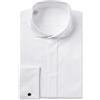 Generic Camicia da uomo con colletto ad ala bianca vestibilità regolare doppio polsino tinta unita manica lunga papillon, bianco, 38