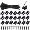 HO-SFSM 100 Pz Supporto per Fascette Stringicavo + 100 Pezzi Fascette in Nylon Nero con Viti, Base di Fissaggio per Fascette Fermacavi Set per Cavi per Casa e Ufficio