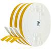 YANKUIRUI Nastro Autoadesivo in Schiuma, 12mm(Larghezza) x 3mm(Spessore), Guarnizione in Gomma per Porte e Finestre, Anti Freddo, Rumore e Collisione, Lunghezza Totale 15M, Bianco