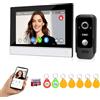 QTTYELOK WiFi Sistema Videocitofono a Campanello 1080P HD Videocamera RFID con Monitor da 7 Pollici Touch Screen per la Casa, IR di Visione Notturna, Registrazione, Tuya APP Sblocco