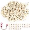 HERCHR Bianco legno Perle Lettere 4x10 mm per Artigianato Fai-da-te, 300Pcs A-Z Cubo perline con Foro per braccialetto collana gioielli fai da te