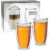 Creano Tazza Thermos Doppia Parete 400ml DG-SH Set 2 Pezzi Adatta Mani Piccole Cappuccino Caffè Tè Latte Bicchieri Isolanti Trasparenti Design Elegante Regalo Perfetto - Set No. 11