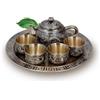 Natudeco Teiera Vintage Lussuoso Dragon Totem Set da Tè Set da Tè Marocchino con Tazze Piatto Squisito Bollitore da Tè in Metallo Set di Tazze Per Gli Amanti del Tè Home Table Decor