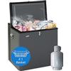 SMETA Frigorifero a gas con freezer, frigorifero a 3 vie con congelatore, 12 V/240 V/gas propano, per camper, roulotte, garage, camper, 70 l, nero con serratura