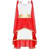 HULIJA Ragazza Costume Dea Greca Vestito da Principessa con Tulle Vestito Maxi Vestito Lungo Costume Toga Romana Antica Halloween Carnevale Rosso 15-16 anni