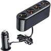 Sghtil Presa multipla per auto, splitter adattatore per presa per auto - Adattatore USB,Adattatore di alimentazione USB, adattatore triplo per auto da 12 V, 4 prese, cavo di alimentazione da 39