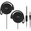 fxwtich Auricolare cablato antiurto universale con controllo del filo da 3,5 mm, gancio per l'orecchio, compatibile con chiamate HD, cuffie da gioco compatibili con fitness, colore nero