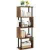 IBUYKE Librerie a Forma di S a 5 Ripiani,Libreria Verticale,Marrone WBC015H | Libreria Angolare Moderno Scaffali Espositivi Libreria da parete per Soggiorno Camera Da Letto Ufficio