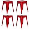 hjh OFFICE VANTAGGIO - Set di 4 sgabelli da bistro in metallo, design industriale, impilabili, colore: Rosso