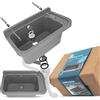 Instalguru Lavandino da Camera con Ripiano Lavabo Commerciale Industriale Profondo Esterno Giardino Garage Lavanderia Bagno Fabbrica 60 x 34 x 21 cm Grigio Polipropyleno Vasca Singola