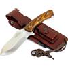 JEO-TEC Nº35 Coltello da Caccia, Outdoor, Sopravvivenza, Campeggio - Fodero per Cintura in pelle + Pietra per Affilatura + Ferrocerio (firesteel) compresa - Fatto in Spagna
