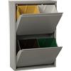 DRW 993010 Pattumiera per Riciclaggio Verticale Alta, in Metallo, Grigio, 92 x 60 x 25 cm