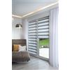 Khome K-home® Tenda a rullo doppia Klemmfix, Madrid, senza fori, grigio, larghezza 35 x altezza 150 cm
