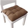 PETTI Artigiani Italiani - Cuscini per Sedia Cucina, Set 6 Cuscini per Sedie Cucina, Coprisedie Cucina in Cotone con Laccetti, Marrone, 100% Made in Italy
