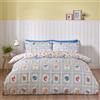 Turner Bianca Catherine Lansfield Riviera Tiles - Set copripiumino matrimoniale reversibile con federe, colore: blu