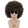 VGbeaty Parrucca afro anni '70 anni '80 marrone corto riccio parrucca da discoteca da uomo e da donna