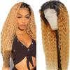Lakaisa Lace Front Wig Curly Human Hair Wig Parrucca Donna Capelli Veri Umani 100% Unprocessed Human Hair 13X1 HD Lace Pre Plucked Natural Hairline with Baby Hair 180% Density 14 Pollice