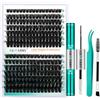 GEMERRY Ciglia Finte Ciuffetti Kit 80D/100D Ciuffi a Ciglia 0.07mm D Curl 10-18mm con Bond and Seal Pinzette er Uso Personale a Casa Ciglia a Grappolo Extension Ciglia Kit(80+100D-0.07D-10-18mm-Set)