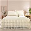 Highdi Gonna da Letto Gonna per Letto Singolo Matrimoniale Una Piazza e Mezza Copriletto con Volant Elasticizzata Antiscivolo Gonna Letto Coprimaterasso lenzuolo (Beige,120x200cm)