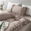 Herside Set di biancheria da letto matrimoniale con volant, stile bohémien, a 2 strati, design shabby chic con volant, 1 copripiumino e 2 federe (tortora, matrimoniale)