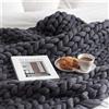 Hfnnhl Coperta gigante lavorata a maglia grossa, coperta ultra morbida lavorata a maglia fatta a mano, braccio misto spesso, caldo e accogliente per divano letto, coperta lavorata a maglia ( Color : Dark gra