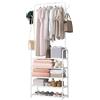 MF artSHOP Stand Appendiabiti da Ingresso, Attaccapanni con Scarpiera, Barra Superiore, 2 Ganci Porta Borsa, 5 Ripiani in Tessuto, Metallo, Corridio, Bagno, Soggiorno (Bianco)