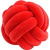 Generic Cuscino a sfera di nodo, cuscino per palla annodata, cuscino per divano in morbido peluche, cuscino a fiocco intrecciato a mano, cuscino decorativo per divano, letto, 20 x 20 cm (Rosso)