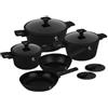 BerlingerHaus Berlinger Haus Set di 10 pentole nero opaco con superficie in titanio BH-8197