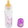 Poupy Biberon in vetro Poupy per neonati da 240 ML con tettarella in gomma naturale e coperchio proteggi tettarella (Viola)