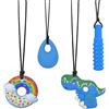 YITULOU Collana di masticazione sensoriale, 4 pacchetti di giocattoli di masticazione in silicone per bambini autistici, giocattoli resistenti alla masticazione per bambini autistici Anelli per dentizione