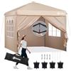 Sekey Gazebo pieghevole 3 x 3 con 4 parti laterali, impermeabile, stabile e invernale, pieghevole, per campeggio, festival, eventi, picnic, tenda da giardino con 4 sacchi di sabbia, cachi