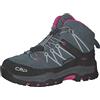 CMP Kids Rigel Mid Trekking Shoes Wp, Scarpe da trekking Unisex - Bambini e ragazzi, Mineral Green Purple Fluo 14EM, 32 EU