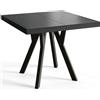 AlpiMeble Tavolo da pranzo quadrato RICO, tavolo allungabile, dimensioni: 100 - 200 x 100 x 77 cm, tavolo soggiorno colore: nero, con gambe in legno di colore nero