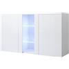 MB Muebles Bonitos, Credenza Madia Soggiorno Luke A1, Melamina Lucida, LED, Bianco, 120x70x40cm
