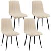 ANVOFONG Set Di 4 Sedie Da Pranzo,Sedia Da Cucina Con Piedi In Metallo Nero,Sedie Imbottite Con Tessuto Di Lino,Sedia Da Camera Da Letto Salotto,Beige