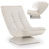 Juskys Poltrona Relax Korsika - Ergonomica e girevole a 360°, pieghevole con imbottitura a 5 strati - Poltrona in velluto comoda per il salotto - Beige