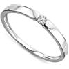 Orovi Anello Donna Solitario con Diamante taglio Brillante Ct. 0.05 in Oro Bianco 9 Kt 375